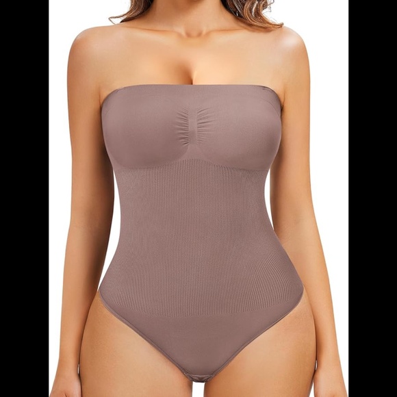 Women’s Strapless Tummy Control Thong Body Shaper Bodysuit Shapewear - Picture 3 of 8